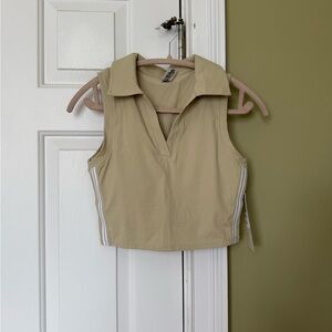 Mono B Tan Cropped Top with Collar